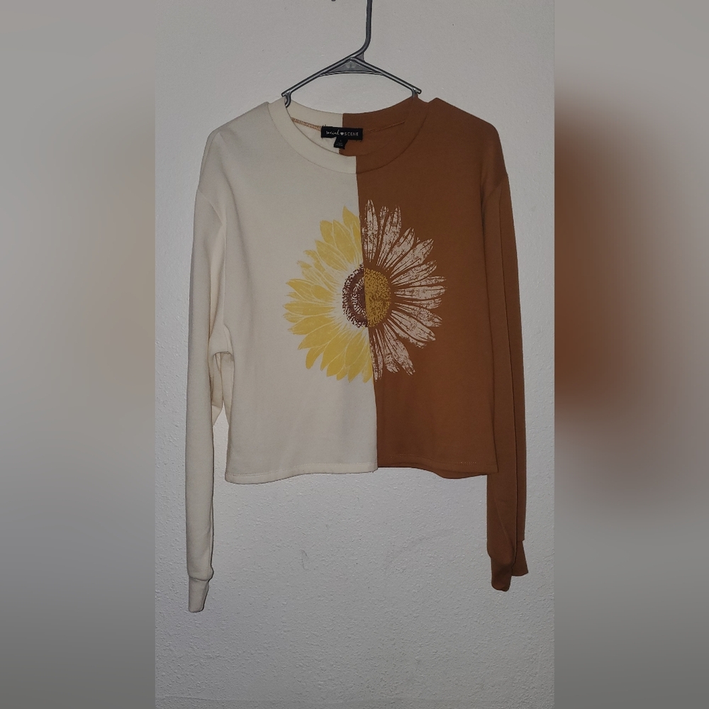 Cream and Brown Sunflower Top